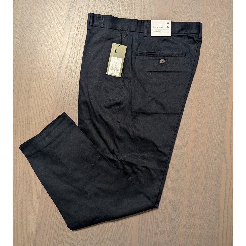 NWT Goodfellow & Co Mens Slim Trouser Navy Blue Chino Pants 32x30